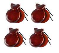 Tyatocepy 4 Pieces Spanish Castanets, Traditional Flamenco Castanets, Wooden Hand Percussion Castanets, Musical Instrument for Beginners, D