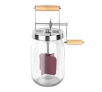 Tyatocepy Manual Butter Churner Transparent Wood + Glass 1.5 Liters Butter Churner Wooden Handle Shakes Stainless Steel Gear Manual Butter Maker