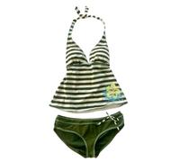 TYATVS Cute Tankini Swimsuit Y2k Floral Set for Women Vintage 2 Piece Swimsuit 2000s Fashion Aesthetics Clothes, A-green, S