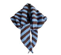 TYATVS Knitted Triangle Scarf for Women Y2k Stripe Head Scarf Aesthetic Accessories Cottagecore Streetwear Triangle Shawl, Blue, Medium