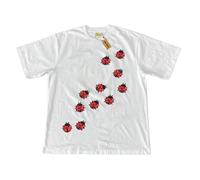 TYATVS Oversized Graphic Ladybug Tees for Women 90s Y2k Whimsy Twee Lady Bug T Shirt 2000s Whimsical Clothes Streetwear, White, S
