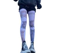 TYATVS Womens Whimsy Twee Funky Tights Emo Goth Patterned Stockings Whimsical Clothes Y2k Grunge Aesthetic, White-1, One size