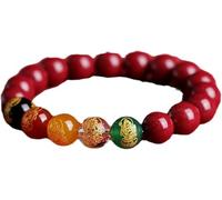 TYBAODAN Feng Shui Cinnabar Bracelet, Cinnabar Pixiu ， Rosary Dragon Guardian, For Men And Women, Meaning To Attract Wealth And Good Luck (10mm-Five Gods of Wealth)
