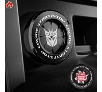 Tybasthe Rotary Push Start Button Cover, Transformers Car Accessories Engine Start Stop Button Cover, Decepticon Car Stickers Interior Decor, Motorcycle Ignition Key Switch Cover, Black