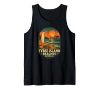 Tybee Island Beaches Shirt Surf Turtle Pier Sunset Georgia Tank Top