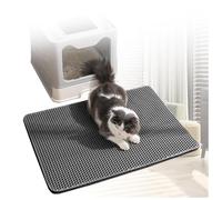 TYBEITAO Cat Litter Box Mat, Honeycomb Double Layer Easy Clean Cat Litter Mats Less Waste,Soft On Paws,Non-Slip, Litter Catcher,Black-L