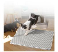 TYBEITAO Cat Litter Mat Litter Trapping Mat, Honeycomb Double Layer Easy Clean Litter Box Mat Less Waste,Soft On Paws,Non-Slip, Cat Litter Trap Mat,Gray-L