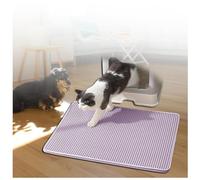 TYBEITAO Cat Mats for Litter, Honeycomb Double Layer Easy Clean Cat Pads for Litter Box Waterproof Leakproof Anti-Slip, Cat Litter Mats for Floor,Purple-L