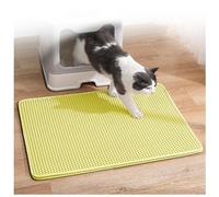 TYBEITAO Litter Mat for Litter Box, Honeycomb Double Layer Easy Clean Cat Litter Box Mat Less Waste,Soft On Paws,Non-Slip, Cat Carpet,Yellow-L