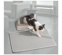 TYBEITAO Litter Mat for Litter Box, Honeycomb Double Layer Easy Clean Mat for Cat Litter Box Waterproof Leakproof Anti-Slip, Mat for Litter Box,Gray-M
