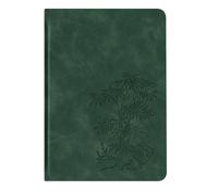 TYBGAU Boutique UK A5 PU Leather Embossed Notebook, 160g Thick Dot Grid Pages with Gold Edges, Dual Ribbon Bookmarks and Back Pocket Memo Books(Grn)