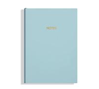TYBGAU Boutique UK A5 Soft Leather Notebook, Gold Foil, Lined Business and Study Notebook for Office Sewn Binding with Bookmark Memo Books(Light Blue)