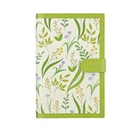 TYBGAU Boutique UK A5 Soft Leather Work Journal, 224 Pages 100g Thick Paper, 9mm Line Spacing, Floral Print Cover with Snap Fastener Memo Books(Grn)