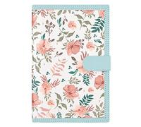 TYBGAU Boutique UK A5 Soft Leather Work Journal, 224 Pages 100g Thick Paper, 9mm Line Spacing, Floral Print Cover with Snap Fastener Memo Books(Blu)