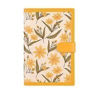 TYBGAU Boutique UK A5 Soft Leather Work Journal, 224 Pages 100g Thick Paper, 9mm Line Spacing, Floral Print Cover with Snap Fastener Memo Books(Gelb)