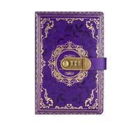 TYBGAU Boutique UK A5 Vintage Password Lock Notebook, PU Leather Secure Journal with Wire-O Binding, 200 Pages 80g Paper, Privacy Diary Memo Books(Lila)