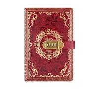 TYBGAU Boutique UK A5 Vintage Password Lock Notebook, PU Leather Secure Journal with Wire-O Binding, 200 Pages 80g Paper, Privacy Diary Memo Books(Rot)