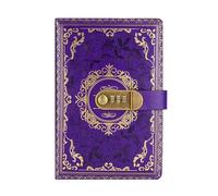 TYBGAU Boutique UK A5 Vintage Password Lock Notebook, PU Leather Secure Journal with Wire-O Binding, 200 Pages 80g Paper, Privacy Diary Memo Books(Lila)