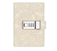 TYBGAU Boutique UK A7 Password Lock Diary, Embossed Lace Notebook 192 Pages 100g Cream Paper, Simple Stylish Portable Journal Memo Books(Wei)