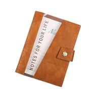 TYBGAU Boutique UK Genuine Leather and PVC Loose-Leaf Notebook, A5 A6 Business Notebook with Copper Snap Pen Holder, 200 Pages Thick Paper Memo Books(Brown,A5)