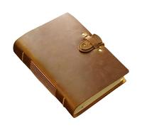 TYBGAU Boutique UK Handmade Travel Notebook, Cowhide Leather Vintage Sketchbook, 200 Pages Blank Kraft Paper, Brown Leather Journal Memo Books(Brown)