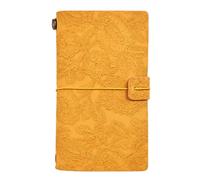TYBGAU Boutique UK Handmade Vintage Leather Notebook, Mini Portable Notepad Diary with Replaceable Paper Cores Elastic Closure Memo Books(Orange)