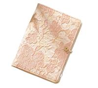 TYBGAU Boutique UK Pink Fabric Pattern Loose-Leaf Notebook, Detachable A5 A6 Journal with Wooden Button, 180° Lay Flat, 100g Paper Memo Books(A6,Blank)