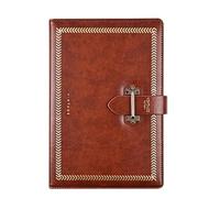 TYBGAU Boutique UK Retro Bridge-Button Notebook for Adults, Gold Foil Wheat Pattern, 224 Pages 80g Beige Paper, Pen Holder and Pocket Memo Books(Brown)