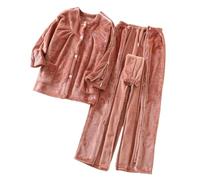 TYBGAU Boutique UK Winter Warm Nursing Clothing Fuzzy Pajamas Set for Arm Fracture Chemotherapy Bedridden Elderly Dialysis Patients Patient Clothing(Rose,Medium)