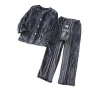 TYBGAU Boutique UK Winter Warm Nursing Clothing Fuzzy Pajamas Set for Arm Fracture Chemotherapy Bedridden Elderly Dialysis Patients Patient Clothing(Gris,L)