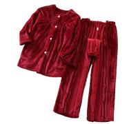 TYBGAU Boutique UK Winter Warm Nursing Clothing Fuzzy Pajamas Set for Arm Fracture Chemotherapy Bedridden Elderly Dialysis Patients Patient Clothing(Rot,Medium)