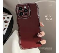 Tybiky Compatible iPhone 13 Pro Max Case, Shiny Wave Edge Protective Case, Never Yellowing, Shockproof, Anti-Scratch TPU Back Bumper, Wine Red