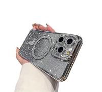 Tybiky Compatible with iPhone 13 Pro Max Case Colour Gradient Glitter Rhinestone Mobile Phone Case Mag-Safe Cute Magnetic Case Soft TPU Shockproof Diamond Camera Protection for Girls Women Bumper