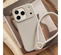 Tybiky Mobile Phone Case for iPhone 17, Soft TPU Silicone Mobile Phone Case with Cord, Protective Case for Hanging, iPhone 17 Case, Mobile Phone Chain Cover, Sugar Colourful Colour Cover, Grey