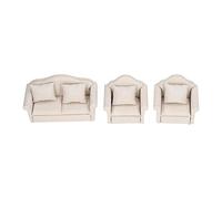TYCIONG 1:12 Scale Hand Crafted Miniature Sofa for Dollhouse High Simulation Sofa for Vivid Life Scenes/Toyhouse Collection, Birch Wood 2 Single + 1 Double for Traditional Dollhouse