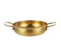 TYCIONG 1350ML Stainless Steel Dual Handle Flat Bottom Skillet for Stir Frying, Deep Frying, Boiling for Various Cooking Methods (Gold)