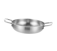 TYCIONG 1350ML Stainless Steel Dual Handle Flat Bottom Skillet for Stir Frying, Deep Frying, Boiling for Various Cooking Methods (Silver)
