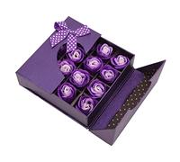 TYCIONG 16pcs Elegant Purple Floral Scented Rose Shaped Soap Set for Bathroom Gift, Safe Material for Valentine's Day, Christmas