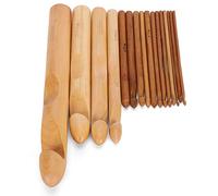 TYCIONG 16Pcs Wooden Bamboo Crochet Hook Set Elegant and Easy Sliding Handmade Tools for Scarves, Blankets, Rugs, Shawls and Sweaters