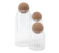 TYCIONG 3Pcs Glass Jars, Transparent High Borosilicate Glass Sealing Storage Containers with Cork for Tea Coffee Cereals Dried Fruits Seasonings, Airtight Dust Proof Kitchen Restaurant
