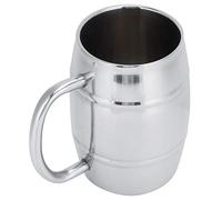 TYCIONG 500ml 304 Double Layer Stainless Steel Beer Mug, Round Smooth Cup Mouth with Thickened Handle, for Outdoor Camping Coffee Tea Drinking