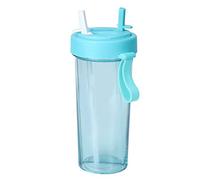 TYCIONG 600ml Leakproof Water Bottle Dual Straws Portable Drinking Bottle with Silicone Handle Anti-Slip Groove for Outdoor Travel Sports