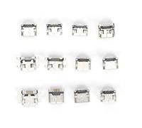TYCIONG 60Pcs Mini USB SMD Connector Stainless Steel Port 12 Kinds Industrial Control Components with Complete Specifications for High Efficiency Work