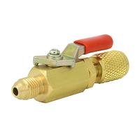 TYCIONG Brass Durable 1/4in Straight Manual Shut-Off Valve for Refrigeration Equipment R410A R134A R12 Yellow (Red)