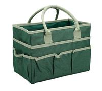 TYCIONG Craft Organizer Bag, 10 Pockets Oxford Fabric Water Resistant Arts and Crafts Storage Tote with Removable Bottom Cardboard for Sewing Gardening Teacher Tool (Green)