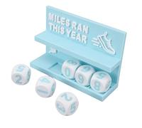 TYCIONG Desk Running Mileage Tracker, Inspirational Running Training Motivator with Numeral Blocks for Recording 5K 10K Marathon Workout Progress (Cyan)