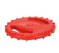 TYCIONG Dog Training Flying Disc Dog Flyer Toy Pet Flying Disc Flexible Squeaky Rubber Chew Toy with Hollow Design Bright Colors for Large Outdoor Play (Red)