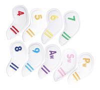 TYCIONG Leather Iron Head Covers Headcover Iron Protective Cover with Numbered for Easy Entry and Exit, Soft Plush Inside, 9 Pack Accessories Set (White)