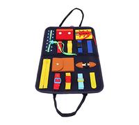 TYCIONG Montessori Sensory Busy Board Round Glossy Educational Tool for Toddlers Learning Zipper, Autism Training Toy for Children 11.1 X 17.4in Dark Blue Felt