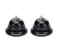 TYCIONG Service Bell 2Pcs Call Bell Desk Bell with Polished Glossy Finish Clear Sound Nonslip Base Classic Shape for Hotel Restaurant Home Office (Black)